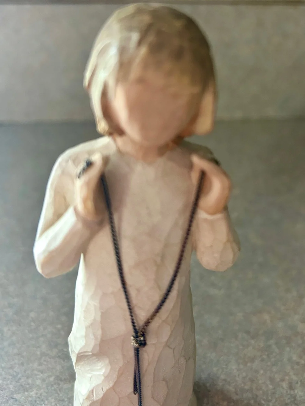 Willow Tree “Truly Golden”figurine with dark silver necklace